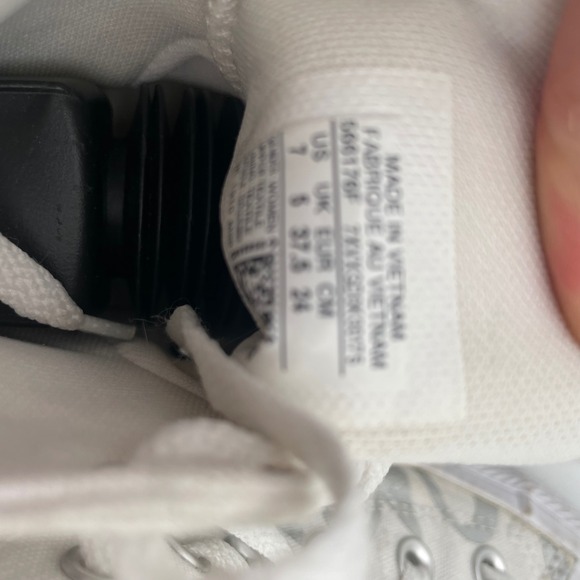 Converse All Star High Top‎ Sneakers White Silver Script Lettering Shoes Size 7 - Picture 13 of 14